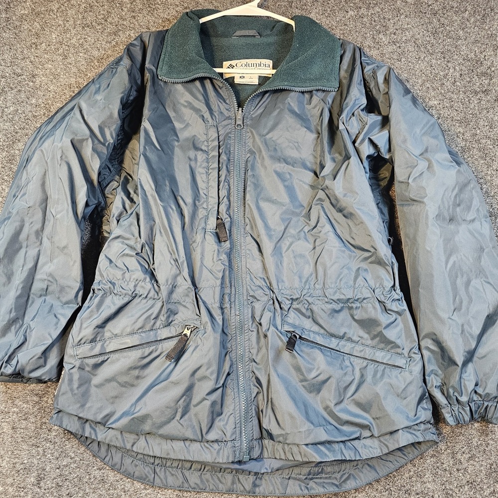 Columbia Sportswear Y2K Womens M Fleece Lined Windbreaker Jacket Green Cinch